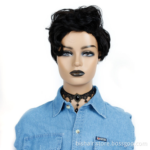 Wholesale Short Straight Wig With Pixie Cut Bob Full Machine Made Wigs Brazilian Remy Human Hair Wigs For Black Women